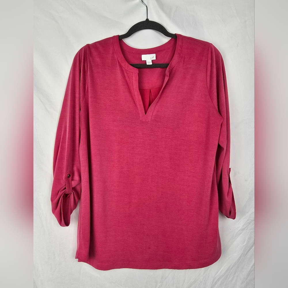 J. Jill Notch Neckline Boxy Barbiecore Tunic Top Women's sz M Petite